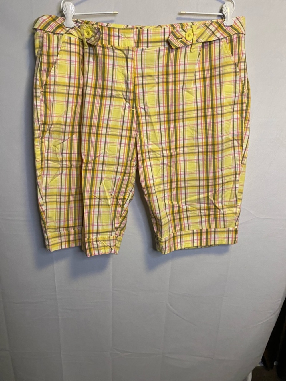 Women’s Yellow Plaid Bermuda Shorts - Casual Summer Style